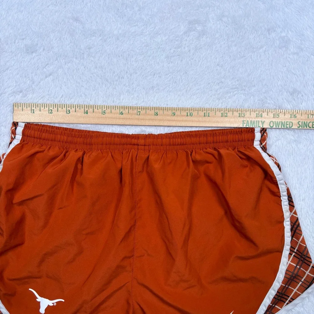 VTG 90s Nike Texas Longhorns Running Shorts Womens L‎ Orange Plaid Dri-Fit  RARE